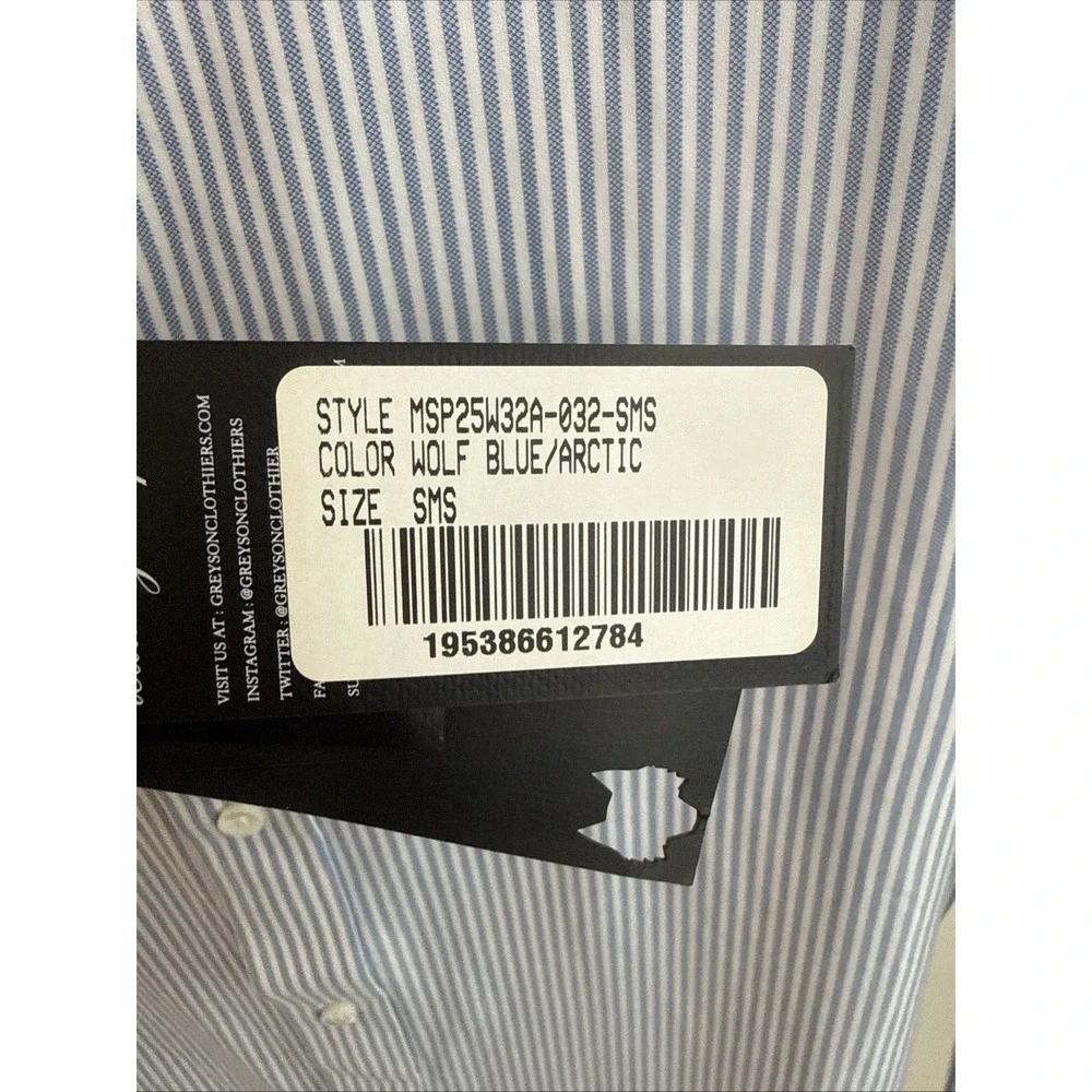 Greyson Men's Blue White Stripe Stretch Dress Shirt Small NWT Luxury